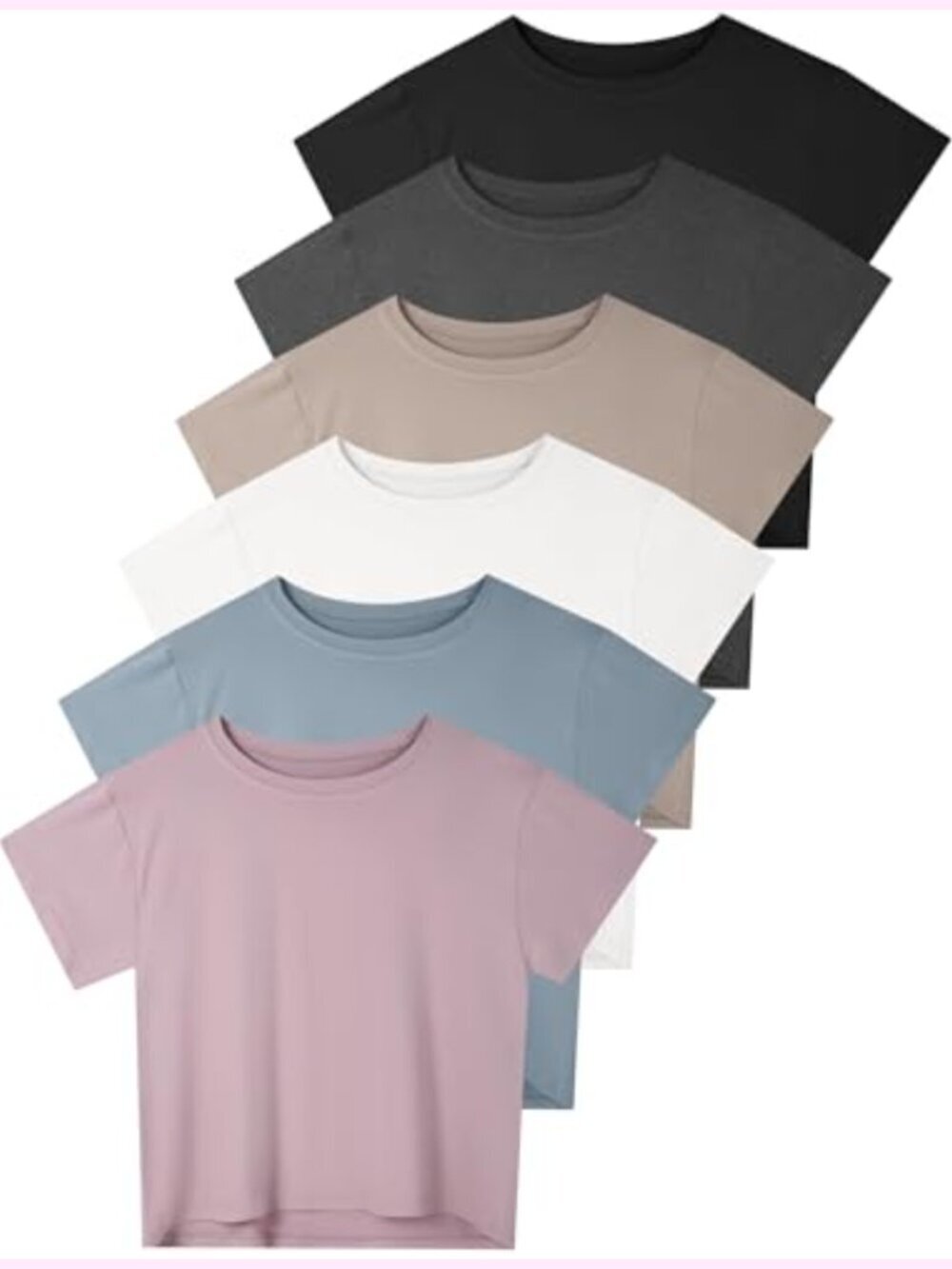 6-Pack Women's Crop Top Short Sleeve Athletic Workout Yoga Running Tees Loose